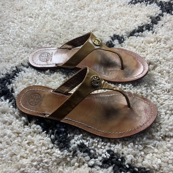 Tory Burch Patent Leather Flip Flop Sandals Women